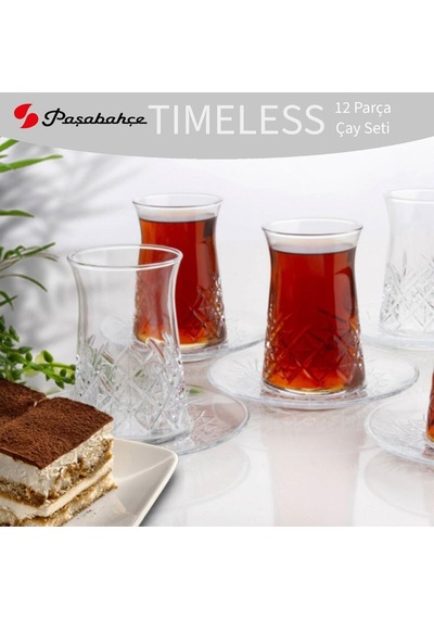 Timeless Çay Bardağı Ve Çay Tabağı Seti 12 Kişilik 24 Parça Şeffaf
