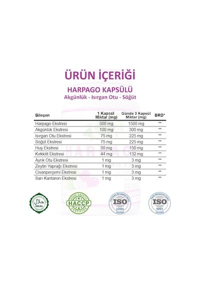 Gökçek Şifa 1000 MG Harpago (Devil's Claw Capsule) 60 Kapsül