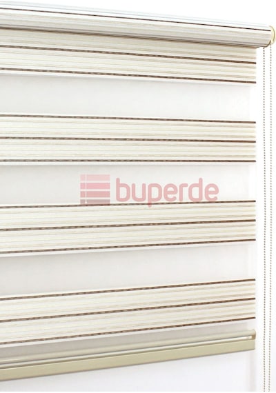 Buperde Krem Kahve Beyaz Renkli Pilise Pliseli Zebra Stor Perde