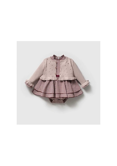 Ministok Amour Alttan Çıtçıtlı Kız Bebek Elbise Ve Hırka Takım Bordo