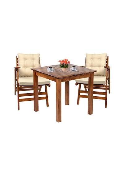 Antalya Ahşap Bahçe Takımı: 80X80 Masa + 2 Sandalye Krem Antalya Ahşap Bahçe Takımı: 80X80 Masa + 2 Sandalye Krem
