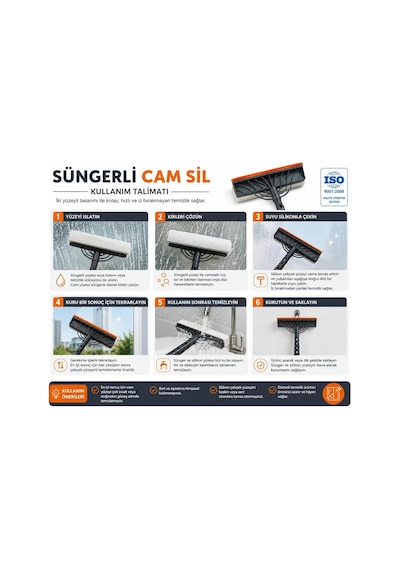 Süngerli Cam Sil Çift Taraflı Silikon Çekçekli Cam Temizleme Aparatı İz Bırakmayan Cam, Ayna, Duşakabin Ve Araç Camı Temizleyici Cam Silme Mopu Çek Pas Çok Renkli