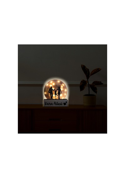 Led Işıklı Pleksi Dolunay Kişiselleştirilebilir Biblo Valeri Çocuklu Çift Anahtar Askılığı Sarı - 737204852 Sarı