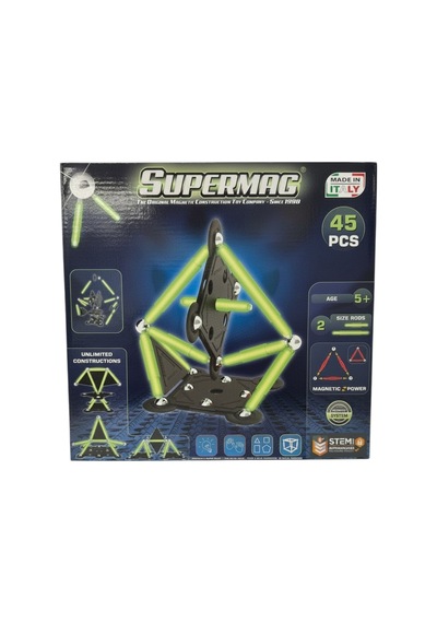 Supermag 45 Parça Fosforlu Manyetik Yapı Oyuncağı- Mıknatıslı Stem Seti