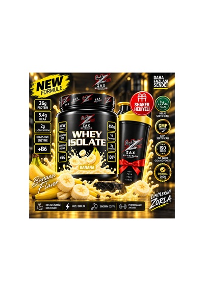 Whey Isolate Banana 450 Gr B6 Vitamin Destekli + Shaker Gift Muz