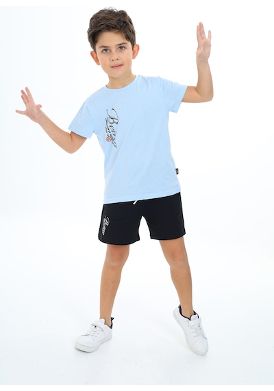 Toontoy Kids Toontoy Erkek Çocuk Beıng Baskılı Şortlu Takım Mavi