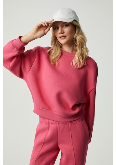 Grımelange MORGANA Kadın Bisiklet Yaka Uzun Kollu Pembe Sweatshirt
