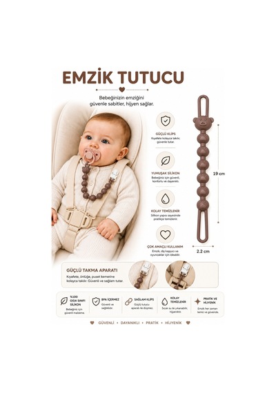 Emzik Askısı - Emzik Zinciri - Emzik Tutacağı 3 Lü Set