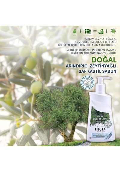 %100 Doğal Sıvı Kastil Sabunu Arındırıcı Zeytinyağlı 10 Bitkisel Değerli Yağ Vegan 250 Ml