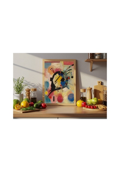Modern Sanat Kandinsky Sarı Merkez Çerçevesiz Poster 21x30 Cm A4 Tablo Modern Sanat Ekspresyonizm