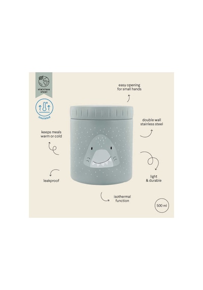 Trixie 55-225 Termos Yemek Kabı 500ml - Mr. Shark Çok Renkli
