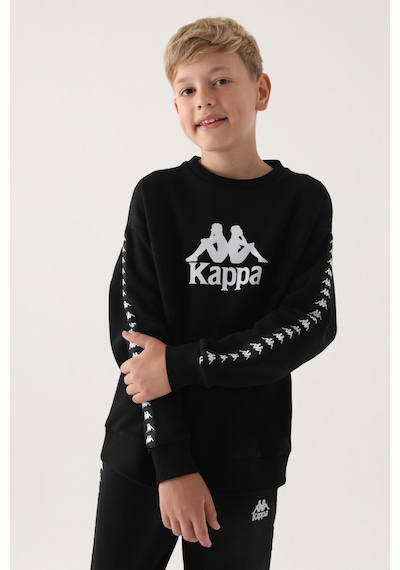 Kappa Siyah Bisiklet Yaka Kol Baskı Detay Erkek Çocuk Sweatshirt Siyah
