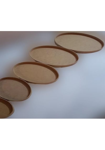 Hobi Adn Dekoratif Oval Tepsi Pano 5 Adet Cnc Kesim Ahşap Mdf Ham El Yapım