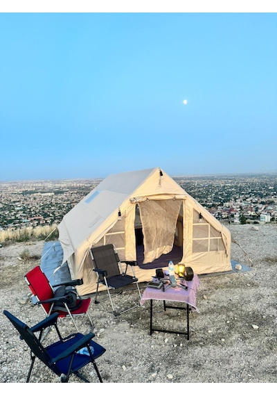 Çadır Dünyası 12 Kişilik Dev Şişme Kamp Çadırı - 400x300 Cm - 210 Cm Yükseklik Çok Renkli