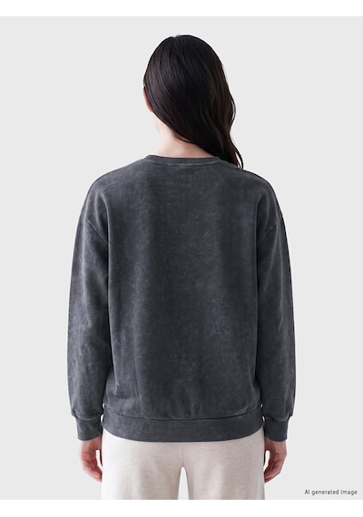 Lcw Comfort Mavi Bisiklet Yaka Taşlı Kadın Sweatshirt