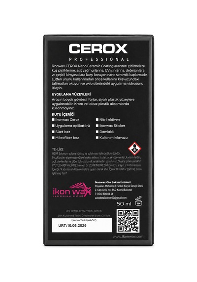 İkonwax Cerox Nano Ceramic Coating 50 Ml 10h Seramik Kaplama 3 Yıl Koruma