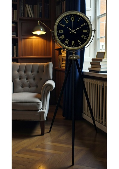 Vintage Roma Rakamlı Modern Tripod Ayaklı Saat Eskitme