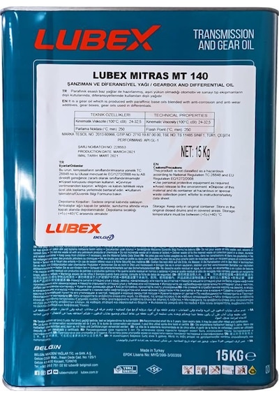 Lubex Mitras Mt 140 Manuel Şanzıman Yağı 15 KG