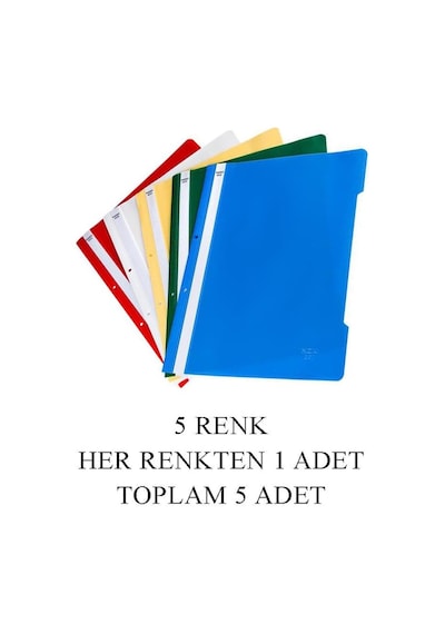 5 Renk Telli Dosya Seti 1 Paket 5 Li Telli Dosya Okul Büro Ofis