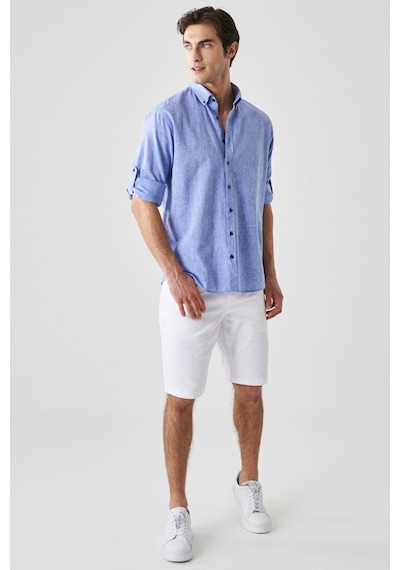 AC&Co / Altınyıldız Classics Erkek Saks Mavi Comfort Fit Rahat Kesim Düğmeli Yaka Casual Keten Gömlek 4A2022200085SKSXL Saks AC&Co / Altınyıldız Classics Erkek Saks Mavi Comfort Fit Rahat Kesim Düğmeli Yaka Casual Keten Gömlek 4A2022200085SKSXL Saks