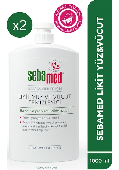 Sebamed Hassas Ciltler İçin Pentavitin Nemlendirici Etkili Yüz ve Vücut Temizleme Jeli 1000 ML x 2 Adet