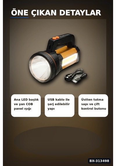 Çok Modlu 800w Acil Durum El Feneri - 800m Menzilli - Kamp Ve Doğa Aktiviteleri İçin Bx-313498 Çok Renkli
