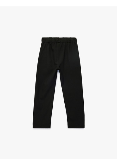 Koton Beli Bağcıklı Viskon Karışımlı Basic Jogger Pantolon Siyah 6skb40121tw