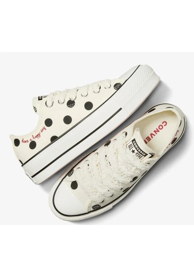 Converse Chuck Taylor All Star Lift Polka Dots Kadın Krem Platform Sneaker-6618 Krem
