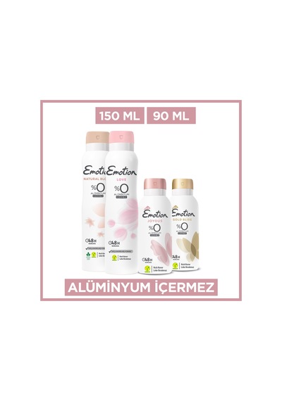 Emotion Kadın Deodorant Seti - Natural Bloom, Love 2x150 Ml - Gold Bliss,joyous 2x90 Ml