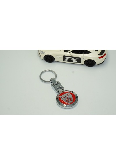 Dk Jaguar Uyumlu Panther Logo Kırmızı Krom Metal Çift Yön Anahtarlık