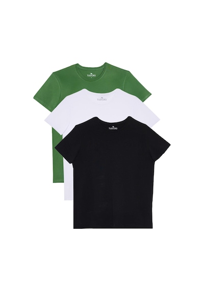Tudors Unisex 3'lü Paket Siyah-beyaz-yeşil Slim Fit Dar Kesim %100 Pamuk Bisiklet Yaka Tişört-34774 Multi Tudors Unisex 3'lü Paket Siyah-beyaz-yeşil Slim Fit Dar Kesim %100 Pamuk Bisiklet Yaka Tişört-34774 Multi
