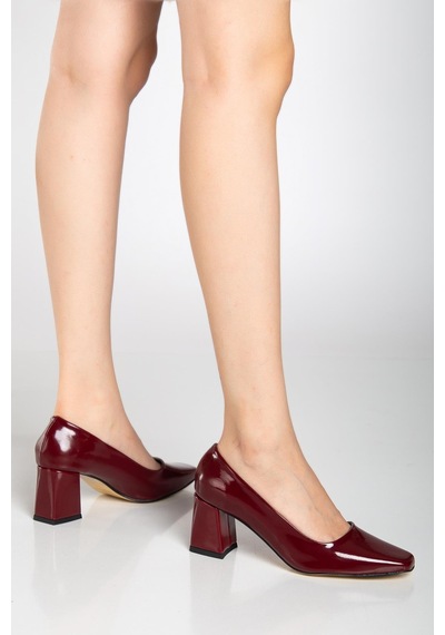 Suins Shoes Suins Melby Model Kadın 6.5 Cm Topuklu Rugan Ayakkabı Bordo