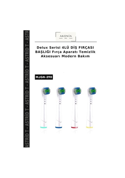 Delux Serisi 4lü Diş Fırçası Başlığı Fırça Aparatı Temizlik Aksesuarı Modern Bakım