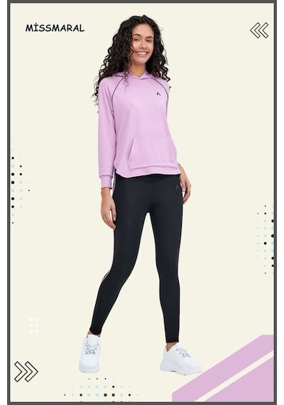 Kadın Taytlı Takım Spor Tunik & Tayt Dalgıç Kumaş Sports And Casual Lila Tracksuit 3060 Lila / Siyah