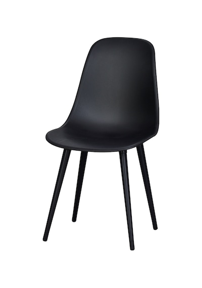 Vilinze Eames Siyah Ahşap Ayak Plastik Siyah Sandalye