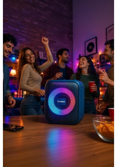 Kablosuz Alet Ses Sistemi Bluetooth Hoparlör Rgb Işıklı Taşınabilir Speaker D13 Mavi