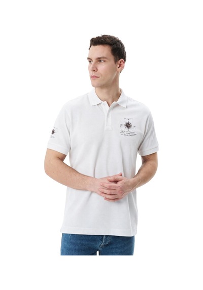 Arma Ar-ma Erkek Polo Yaka Tişört Resim Baskili Örme Kumaş Regular Fit %100 Pamuk 30/1 Çift Toplama Penye Pike Y31374358902 Beyaz-b1