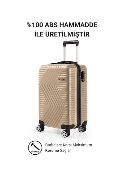 G&d Polo Suitcase Abs Kabin Ve Büyük Boy Gold 2'li Valiz Seti 600.06-set-bk Altın