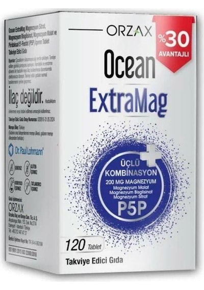 Ocean Extramag Üçlü Kombinasyon 200 Mg Magnezyum 120 Tablet