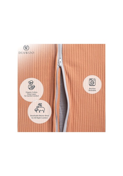 Diawoo Cocoon Walker 4 Mevsim Merino Uyku Tulumu,%100 Merino-org. Pamuk,2-7 Yaş Turuncu Turuncu