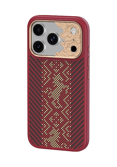 İphone 17 Pro Max Kılıf M-safe Uyumlu Karbon Fiber Benks Knight Armorpro Kevlar Kapak Kırmızı
