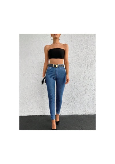 Kene Jeans Rahat Kalıp Mavi Dar Paça Cepsiz Skinny Fit Jeans Mavi