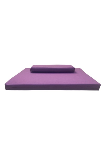 60x60 Meditasyon Minderi Seti İkili Yoga Meditasyon Minderi Lotus Çiçeği Baskılı Meditasyon Minderi Mor