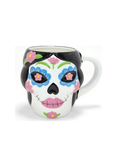 1 Adet Seramik Kupa Bardak Day Of The Dead Şeker Kurukafa 3d Tasarımlı, Desenli Mug Kahve Çay Kupası 9x12 Cm