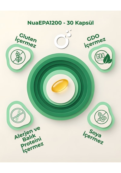 Nua EPA 1200 Omega-3 İçeren Gıda Takviyesi 30 Kapsül