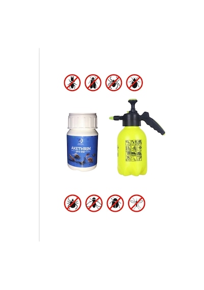 Akethrin Pro 50ml /akrep Çiyan Kırkayak Ilacı / 2lt Basınçlı Ilaçlama Pompası / Eldiven H.