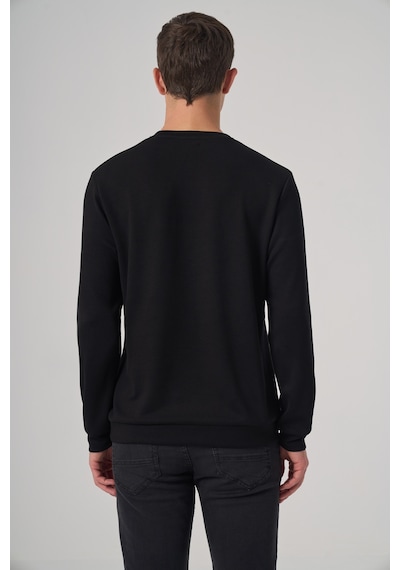 Morven Erkek Siyah Trend Baskılı Bisiklet Yaka Sweat-shirt 26ks063014001 Siyah