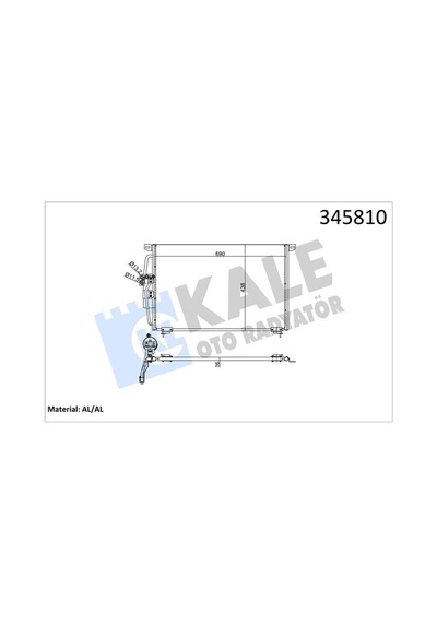 Kale 345810 Klima Radyatörü Kondenseri Opel Omega B 94 03 665x450x16 Al/al 52475899- 52482789- 52460418- 1850059