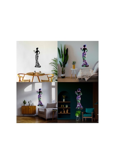 Led Işıklı Kadın Temalı Tablo Bloom Dekoratif Gece Lambası Çok Renkli - 737194800 Çok Renkli