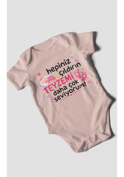 Morivokids Teyzeye Özel Kısa Kollu Bebek Body %100 Pamuk Zbn195-kk Pastel Pembe